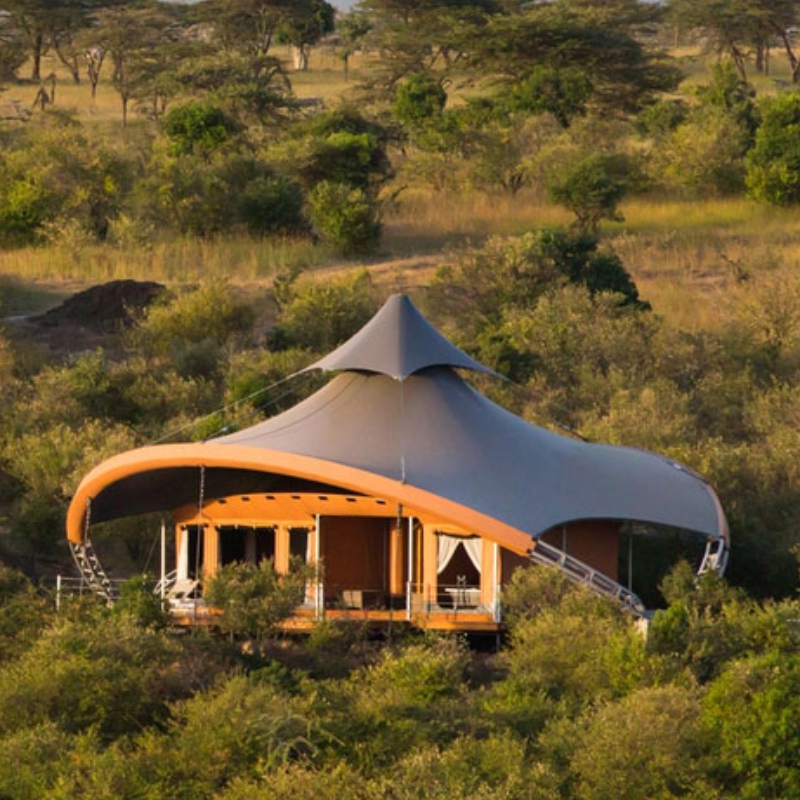 Prefabrykowane domy safari Podwójne warstwy PVDF Struktura membrany Namiot zakwaterowania w Afryce Południowej