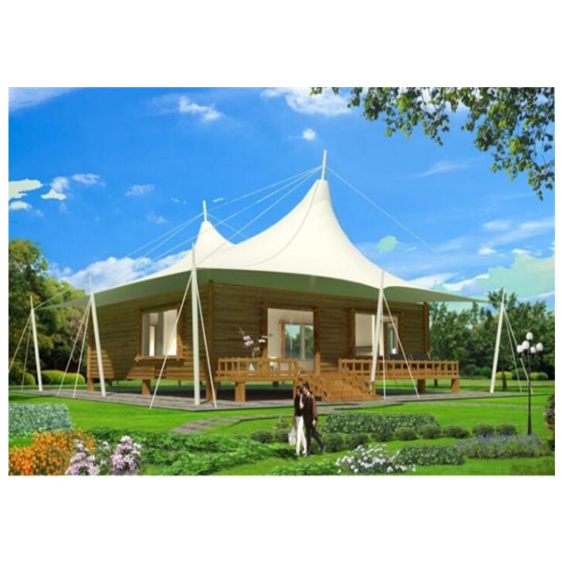 Gorąca sprzedaż Prefabrykowane domy Materiał z PVDF \/ PTFE Namiot obozowy Szklana ściana hotelowa Glamping Namioty dla Jungle Resort